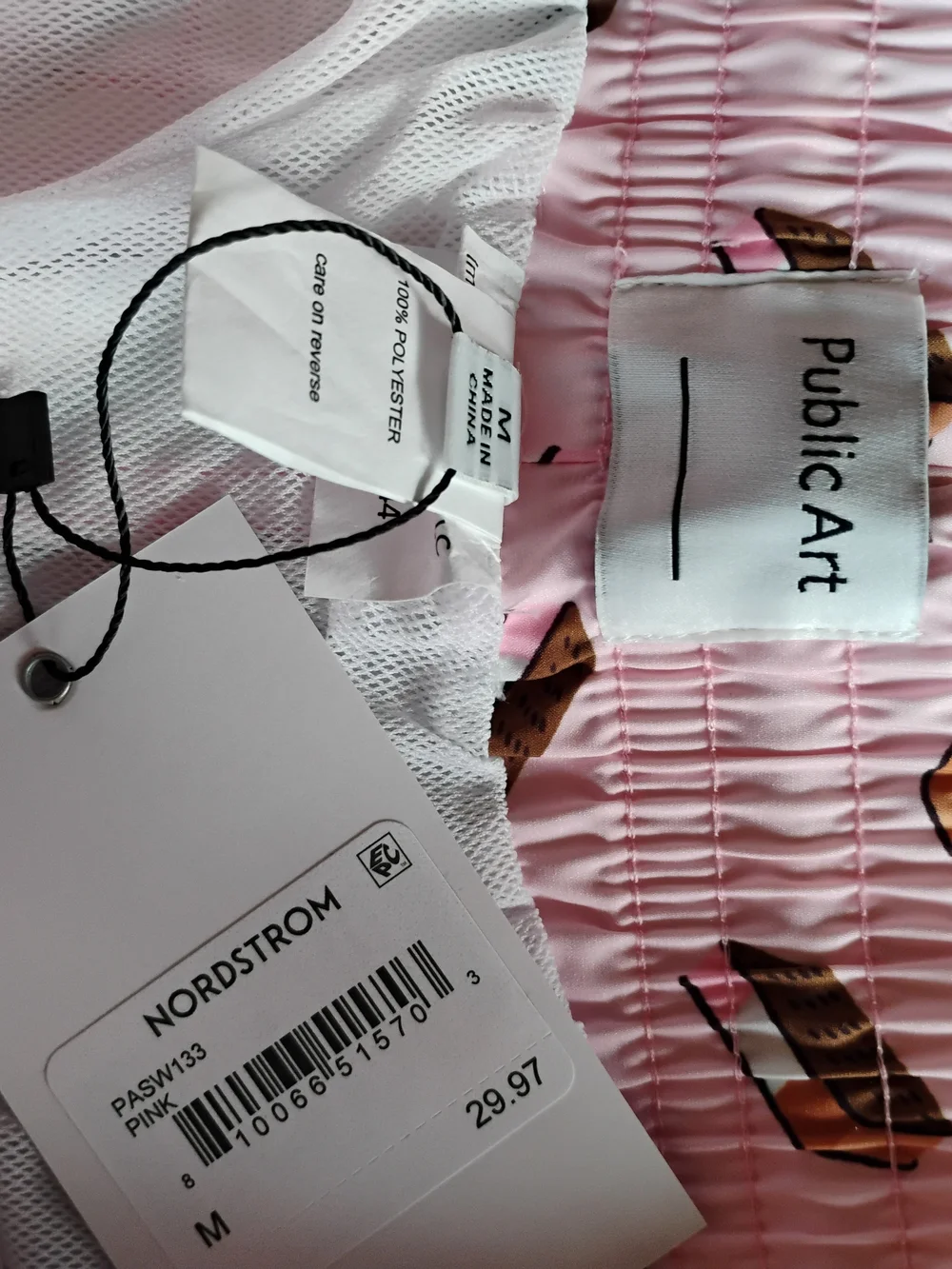 Public Art Pink Sandwich-Print Men’s Swim Board Shorts